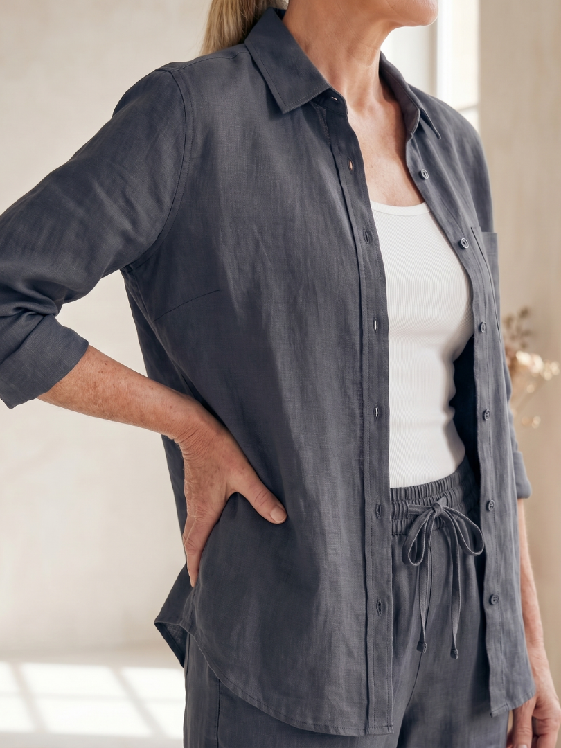 Long Sleeve Shirt Tapered Pants Set