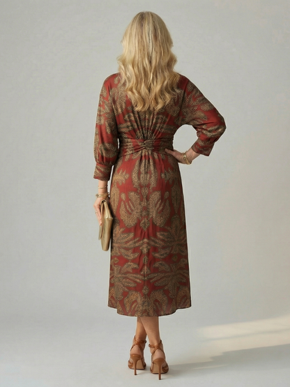 Natural Wrap Midi Dress
