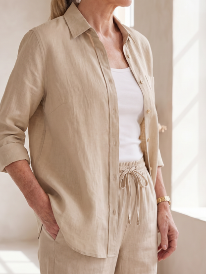 Long Sleeve Shirt Tapered Pants Set
