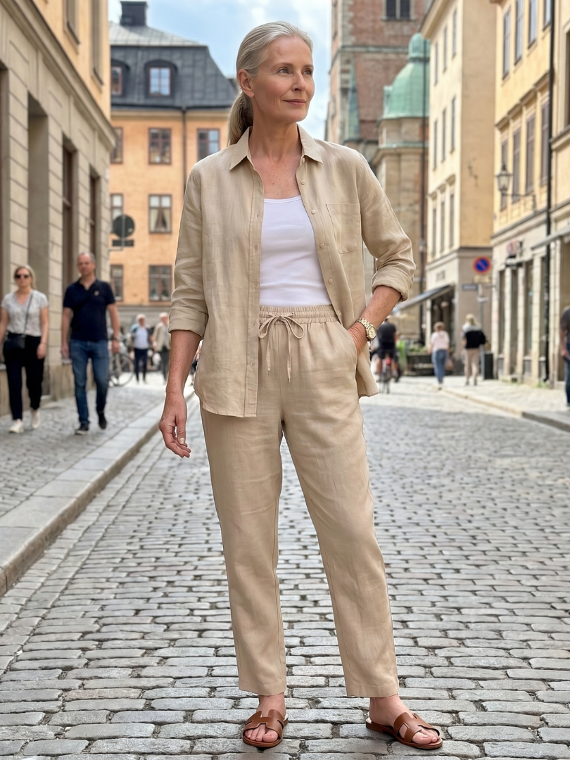 Long Sleeve Shirt Tapered Pants Set