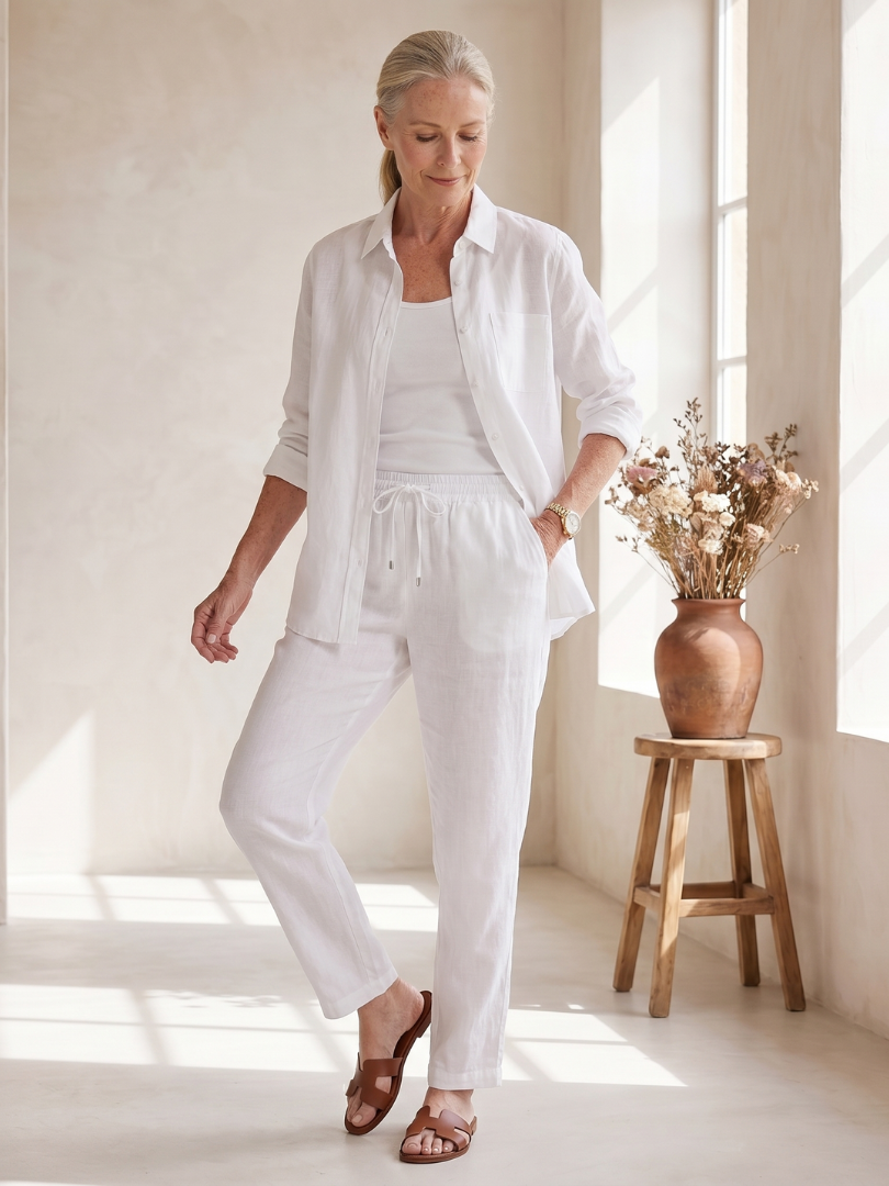 Long Sleeve Shirt Tapered Pants Set