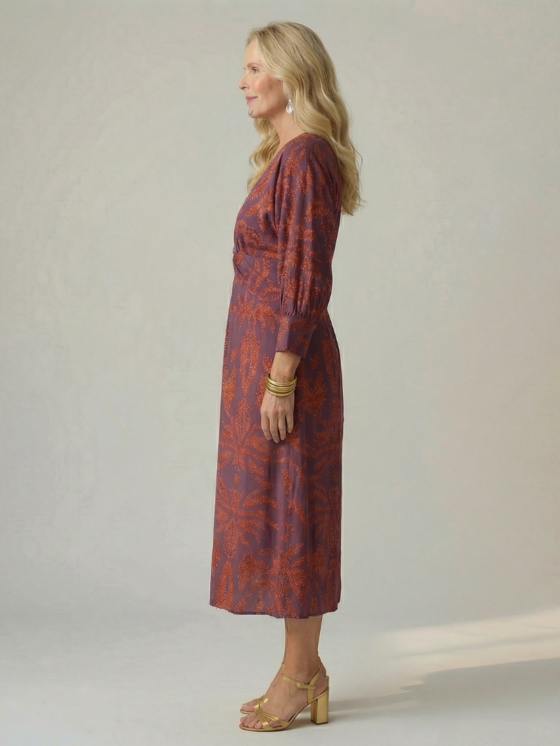 Natural Wrap Midi Dress