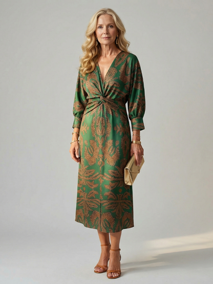 Natural Wrap Midi Dress