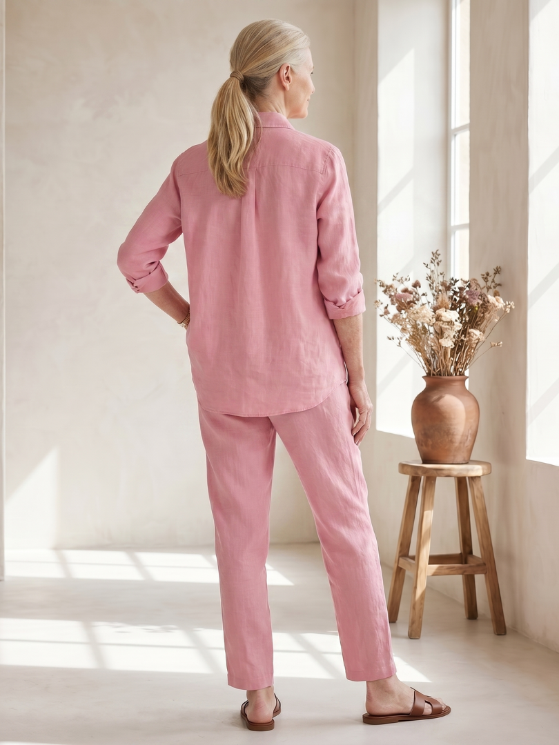 Long Sleeve Shirt Tapered Pants Set