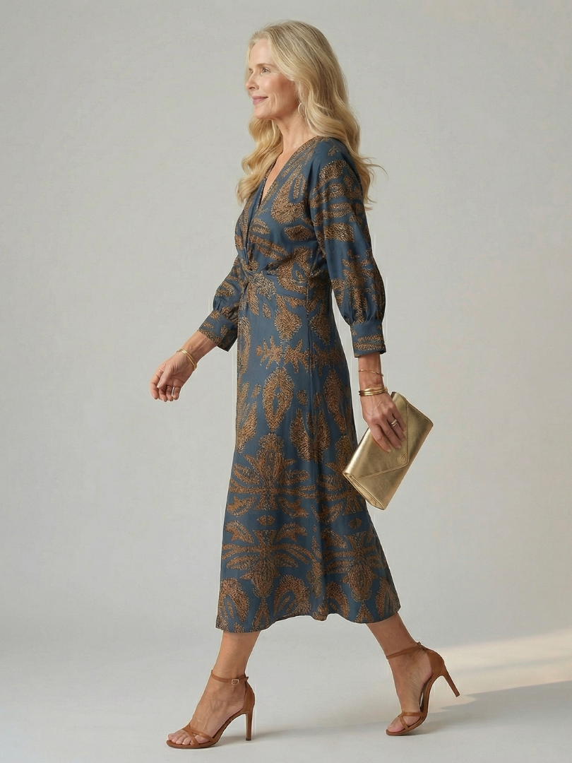 Natural Wrap Midi Dress