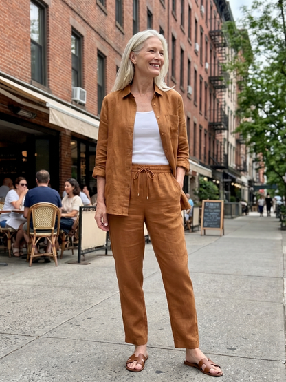 Long Sleeve Shirt Tapered Pants Set