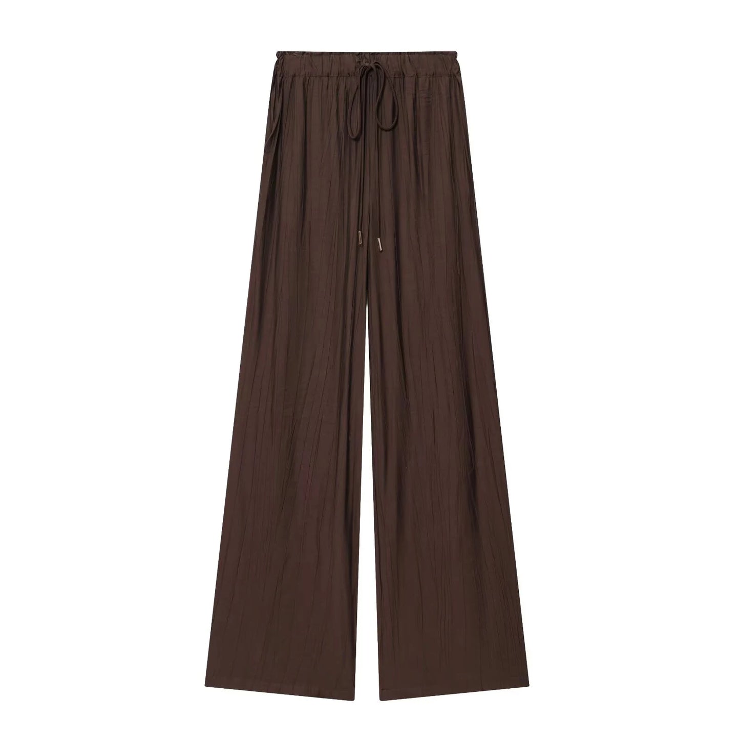 Autumn new women's loose and simple V-neck long sleeved shirt with elastic waist and wide leg pants set