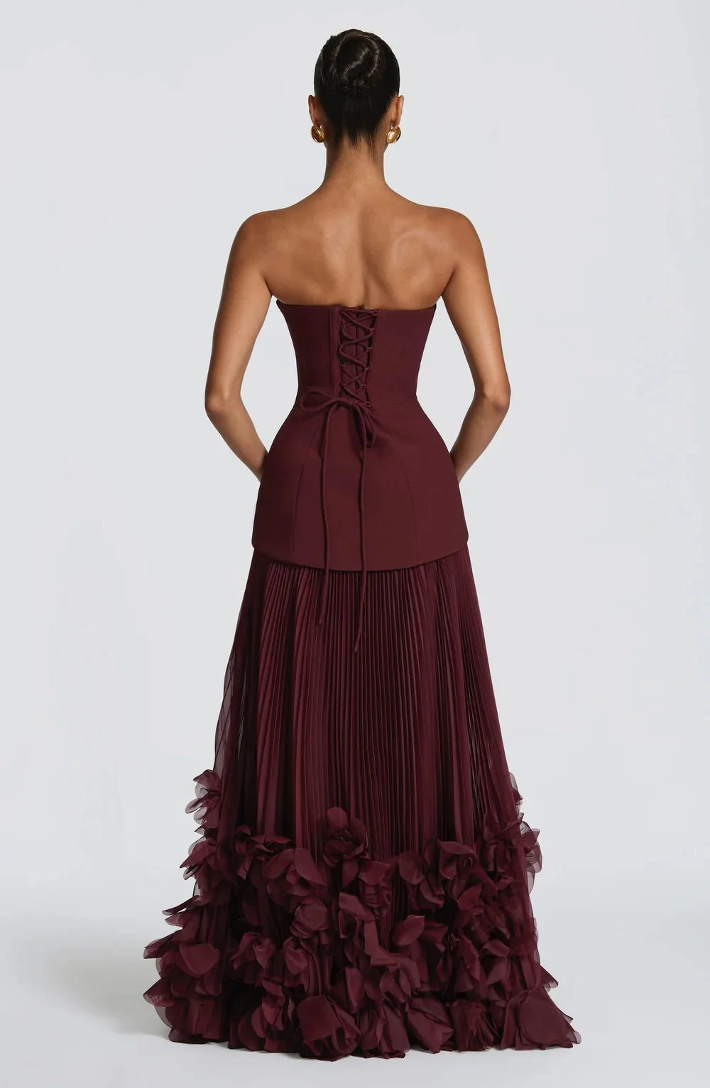 Robe de soirée bustier bordeaux