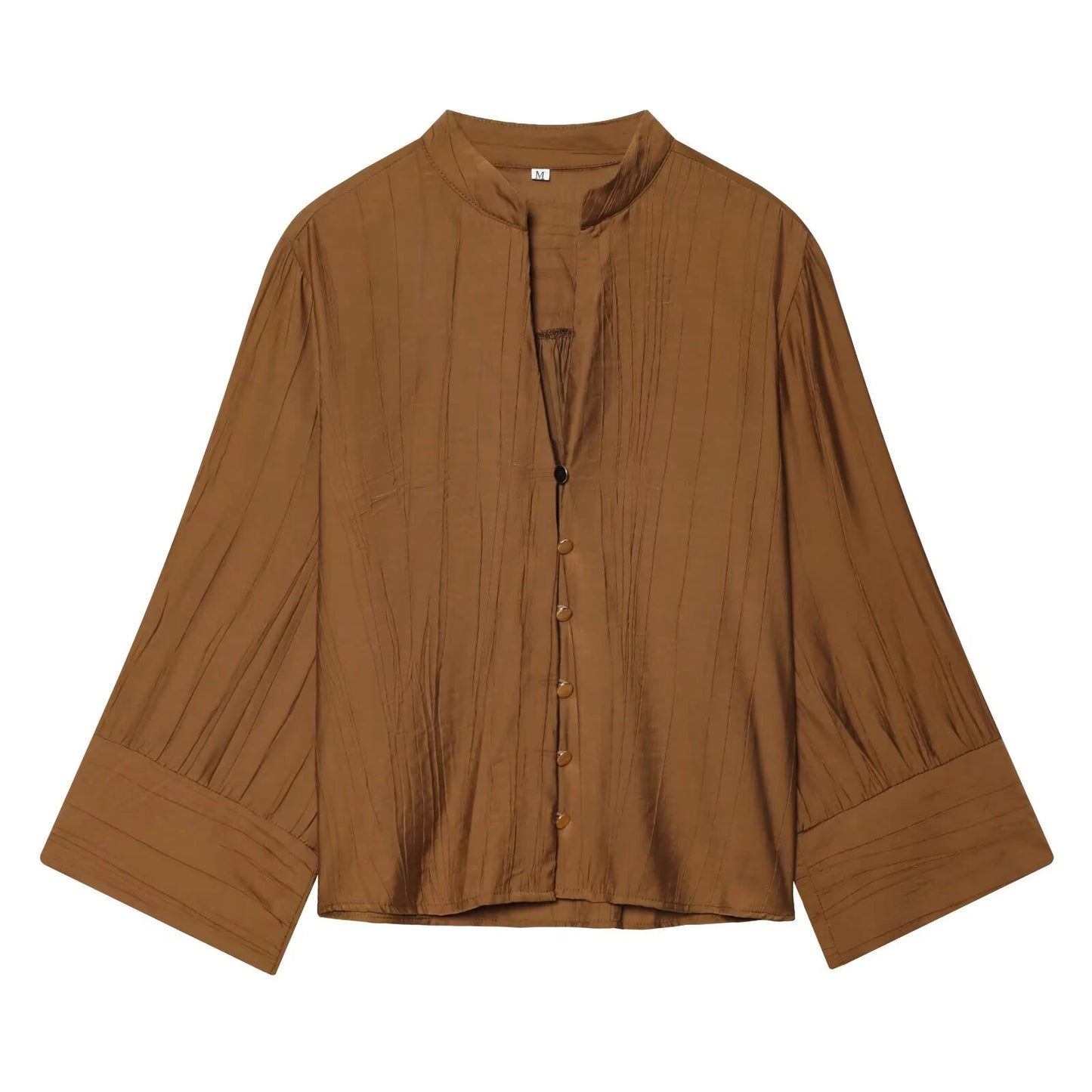 Autumn new women's loose and simple V-neck long sleeved shirt with elastic waist and wide leg pants set
