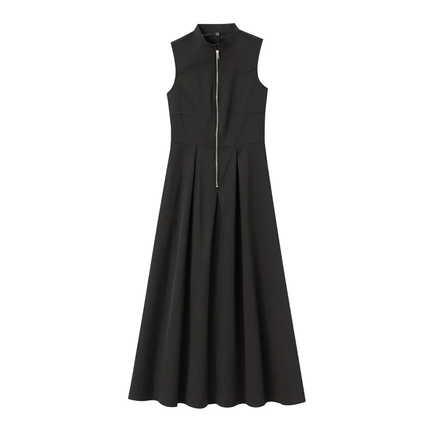 2026 2025 Spring New Women's Clothing Style French Design Round Neck Sleeveless Waist Commuter Temperament Midi Dress