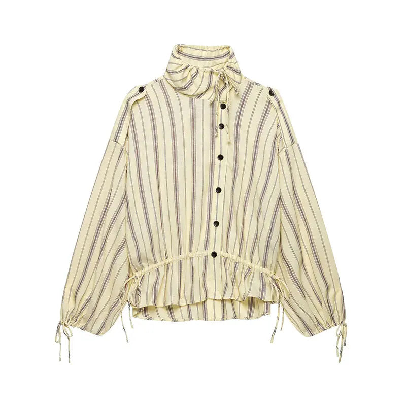 TFAFXY 2026 Autumn Women's Elegant Striped Blazer Suit Loose Button Blazer Wide-leg Pants Fashion Pants Set