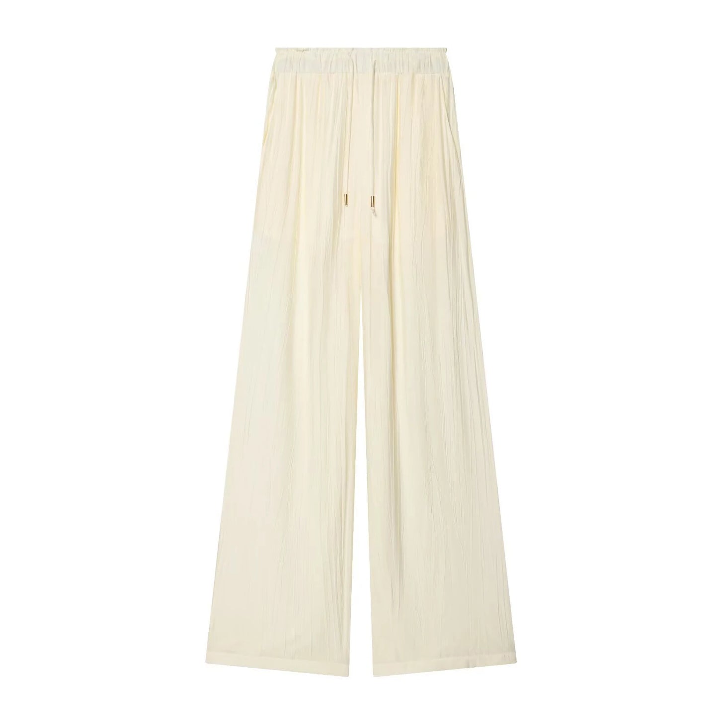 Autumn new women's loose and simple V-neck long sleeved shirt with elastic waist and wide leg pants set