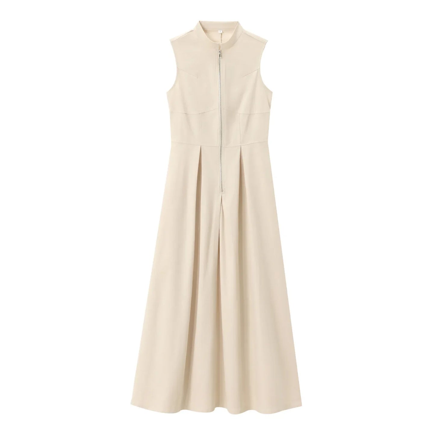 2026 2025 Spring New Women's Clothing Style French Design Round Neck Sleeveless Waist Commuter Temperament Midi Dress