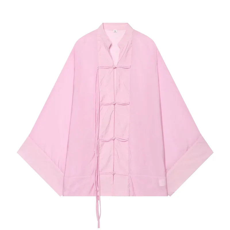 Guobioziy Women's Shirt 2026 Summer New Yellow Long Sleeve with Knot Button Decoration Loose Fit Beach Vacation Elegant