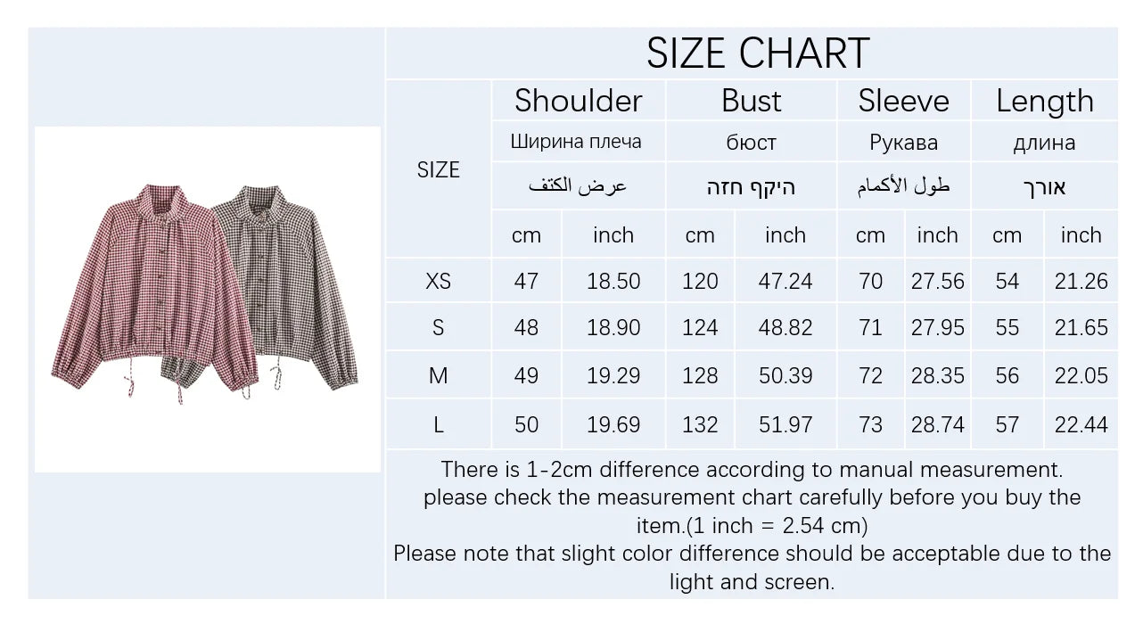 Guobioziy Women's Jacket 2026 Autumn New Plaid Long-Sleeve Drawstring Loose Jacket Parka Casual Fashion Versatile