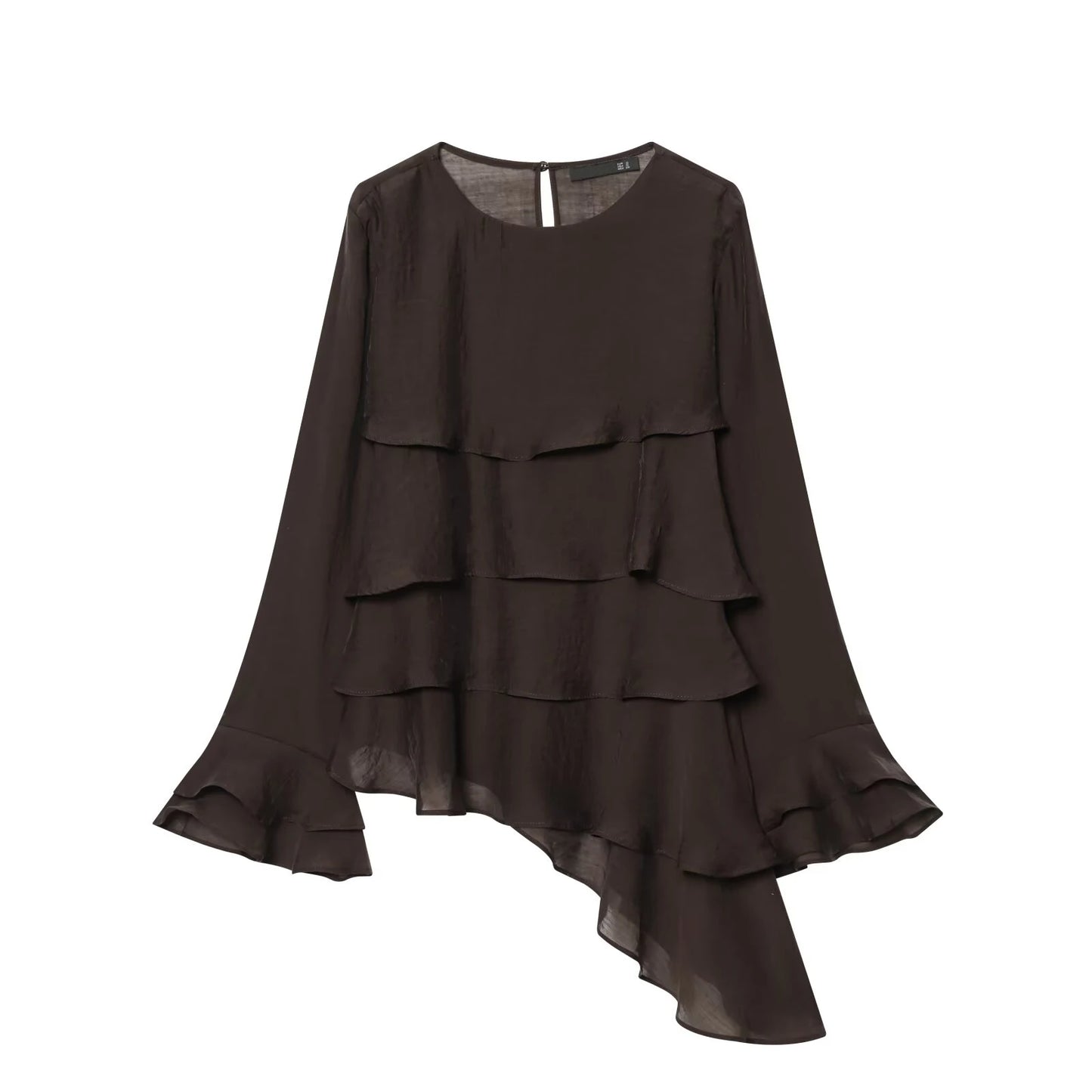 Women Shirt Spring Elegant Irregular Blouses Brand Ruffle Womens Blouses flare sleeve long sleeve Blouse Fashion Shirt Top Fairy