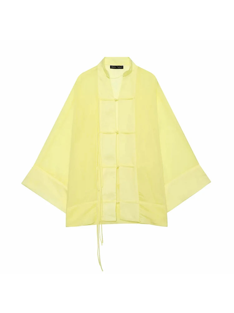 Women Elegant Blouse For Women Loose Long Sleeve Shirts Female Single-breasted Casual Shirts Fashion See Through Thin Top