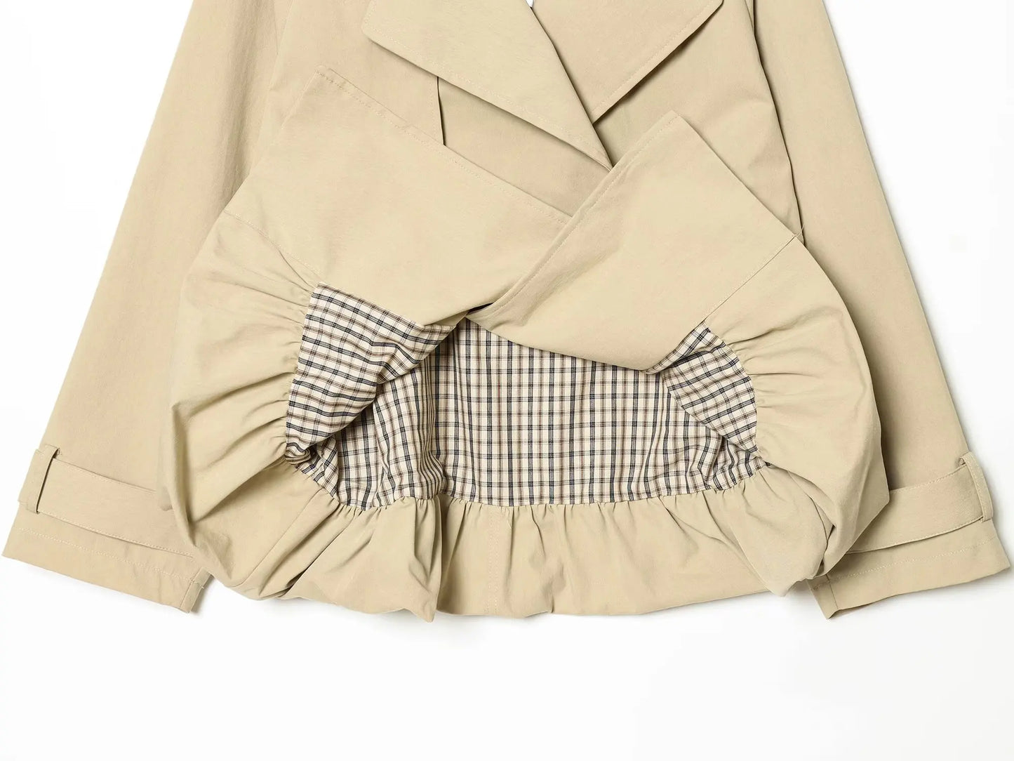 ETJ 2026 Women Casual Trench Coat Short Style Drawstring Waist Jacket Fashion Office Lady Spring Autumn Coat