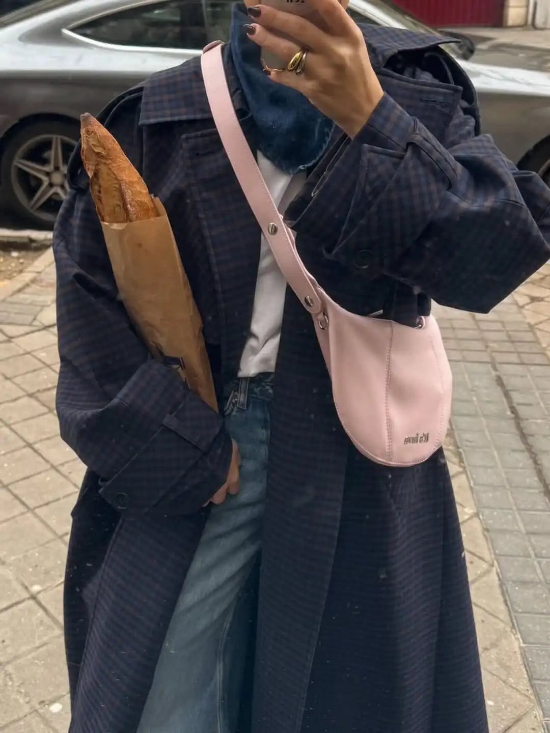 Elegant Lace-up Plaid Lapel Maxi Trench Coat Women Fashion Single Breasted Full Sleeve Loose Coats Lady 2026 New Spring Outwear