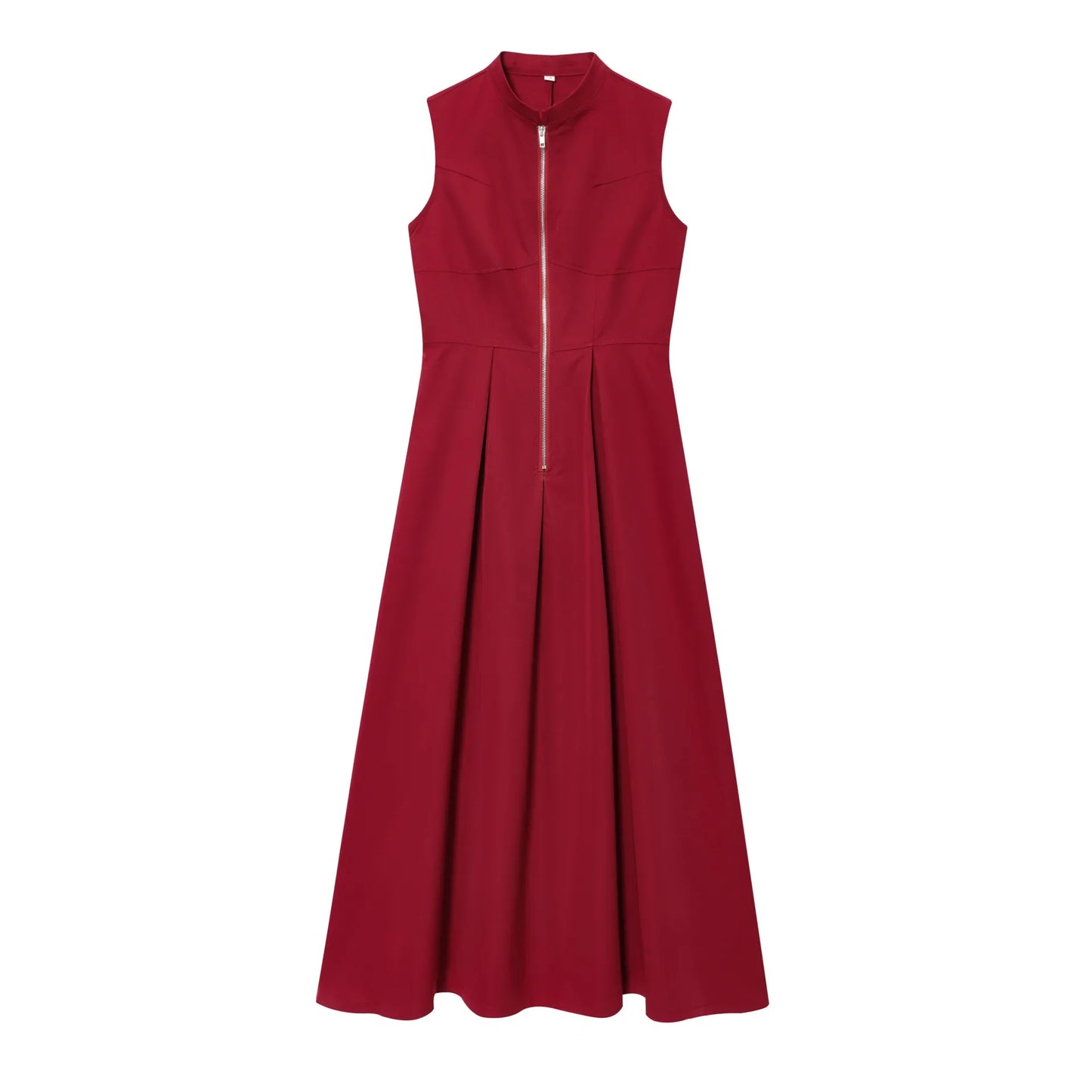2026 2025 Spring New Women's Clothing Style French Design Round Neck Sleeveless Waist Commuter Temperament Midi Dress