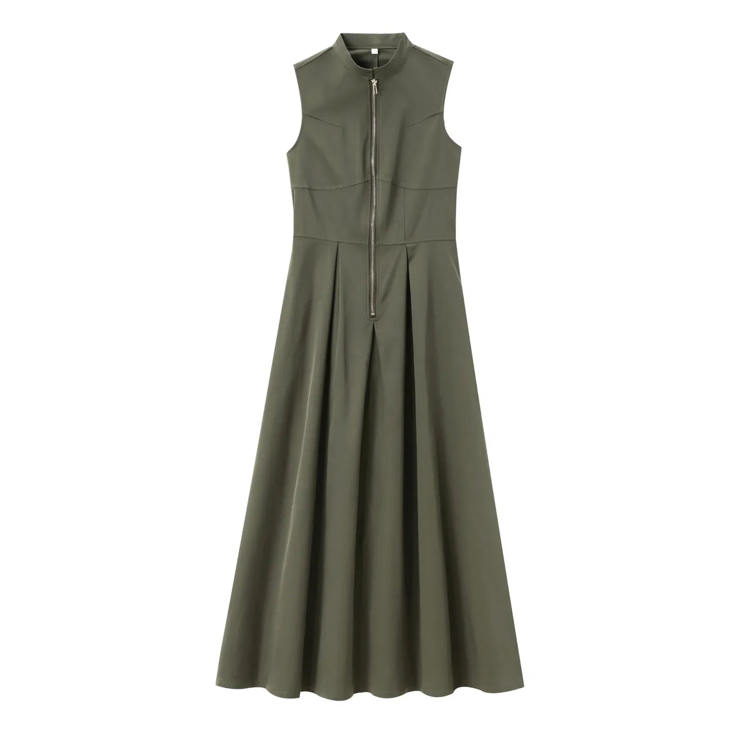 2026 2025 Spring New Women's Clothing Style French Design Round Neck Sleeveless Waist Commuter Temperament Midi Dress