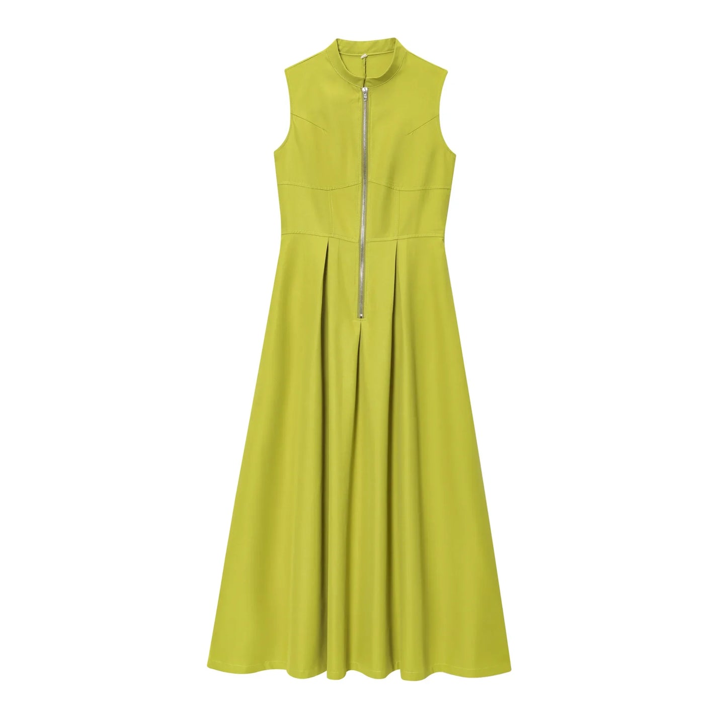 2026 2025 Spring New Women's Clothing Style French Design Round Neck Sleeveless Waist Commuter Temperament Midi Dress