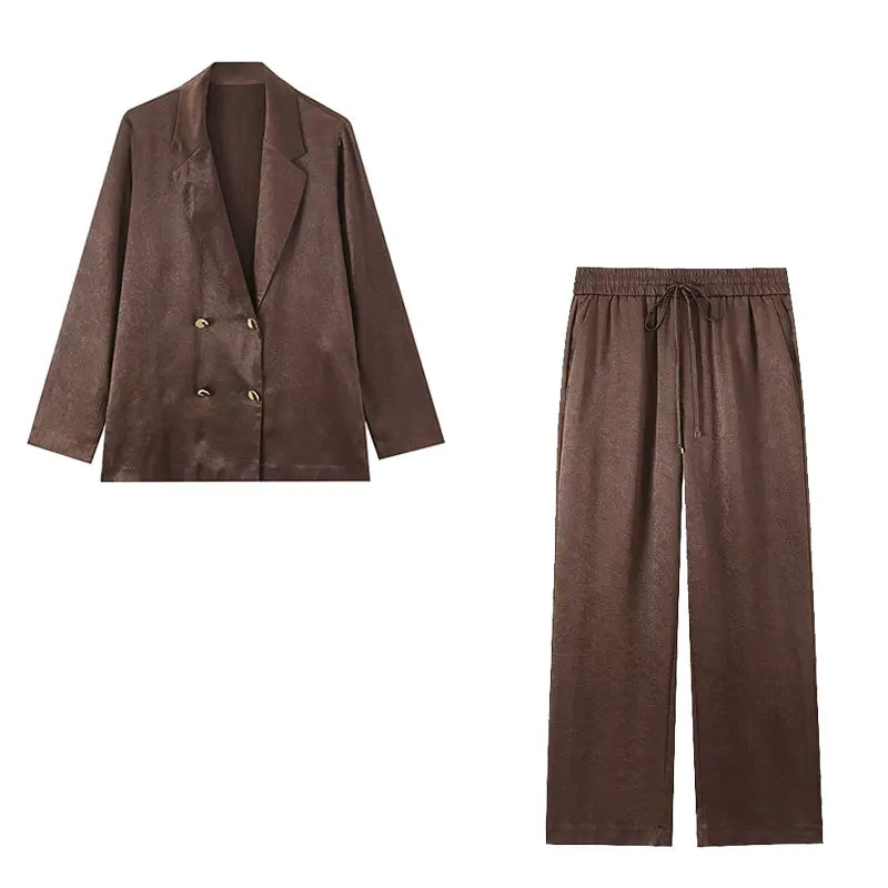Élégance en Daim | Ensemble Blazer & Pantalon