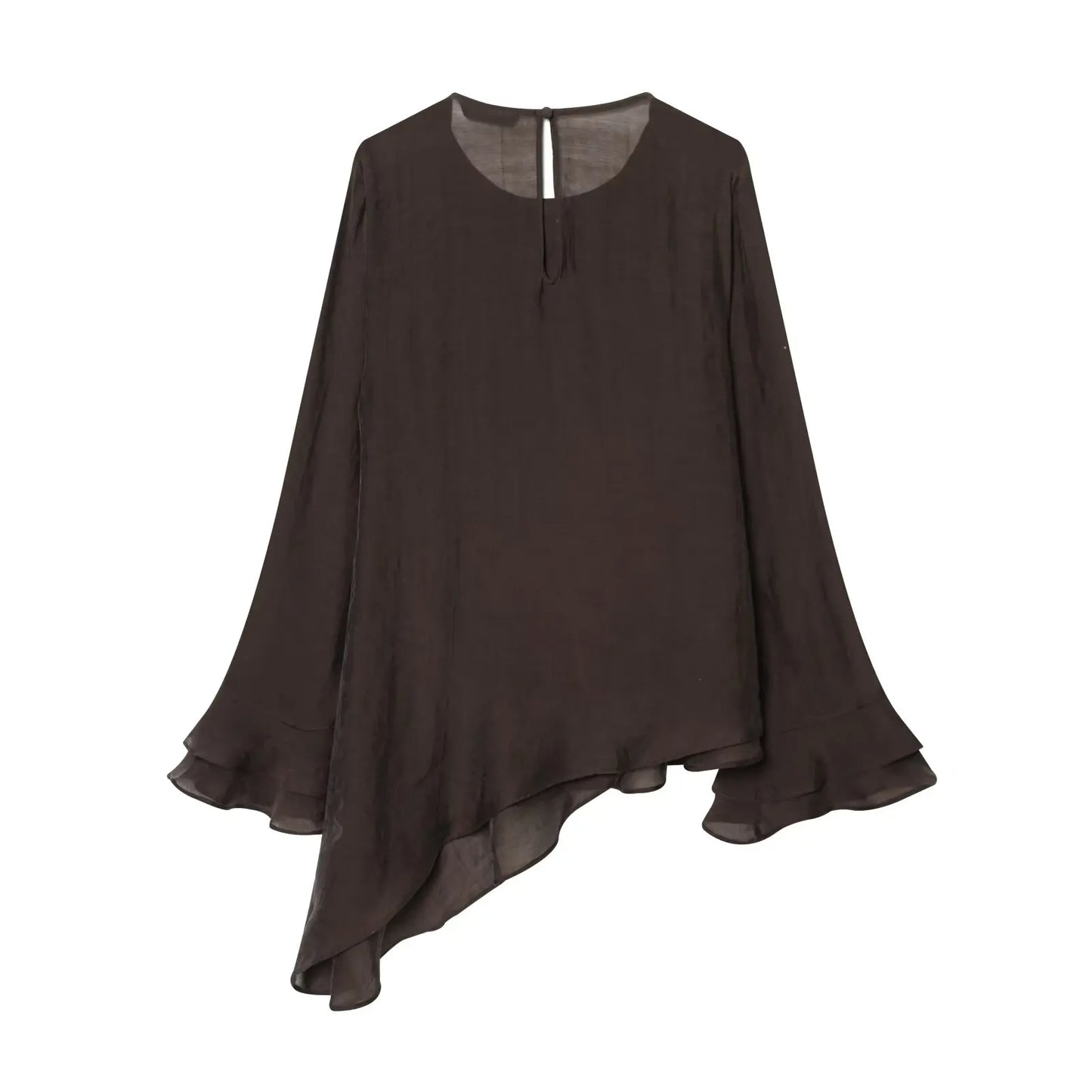 Women Shirt Spring Elegant Irregular Blouses Brand Ruffle Womens Blouses flare sleeve long sleeve Blouse Fashion Shirt Top Fairy